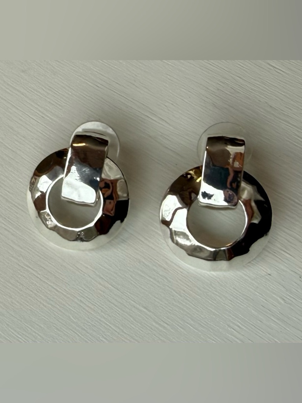 Silver Hammered Circle Earrings